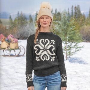 Sundance Catalog Snow Haven Nordic Snowflake intarsia Sweater, small